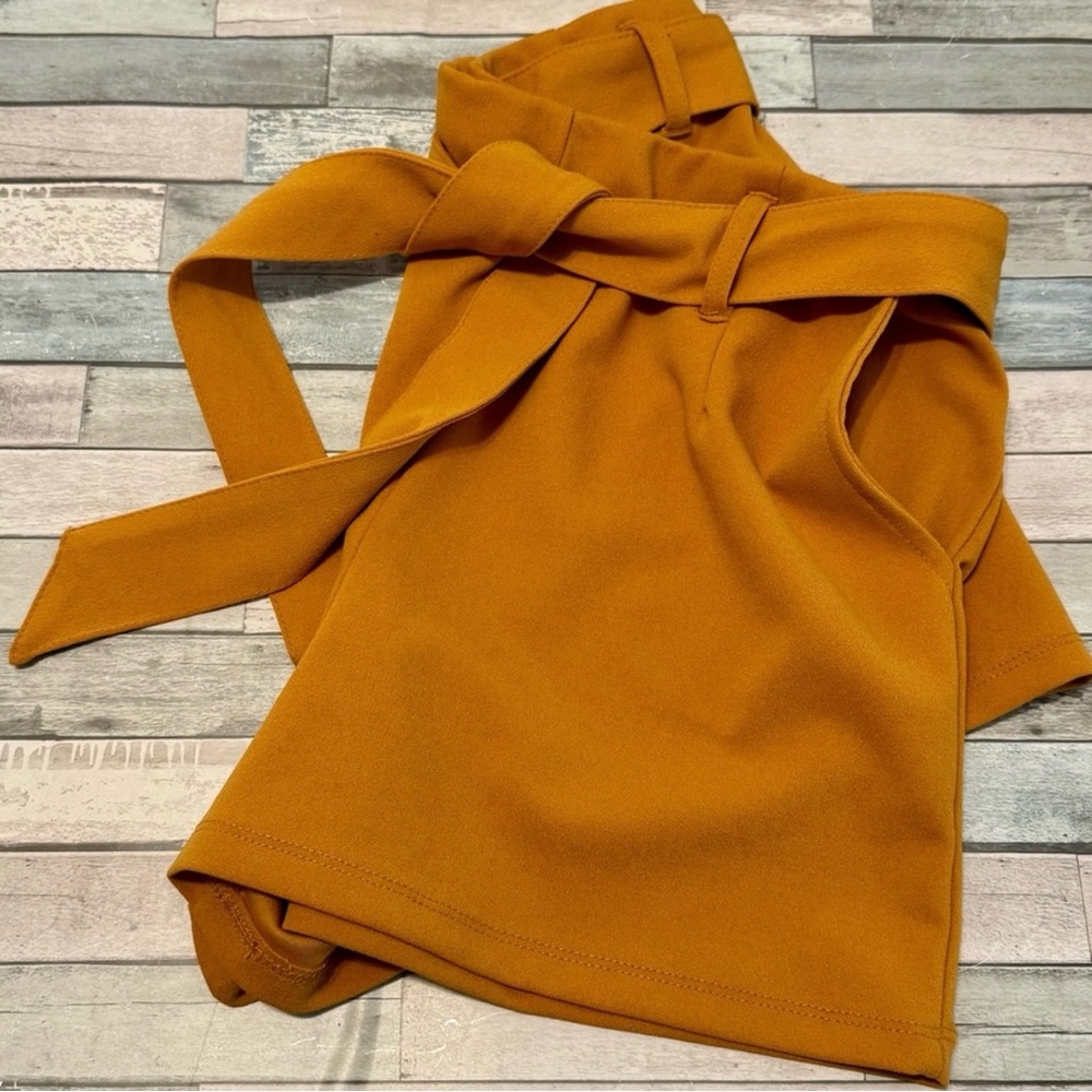 Women’s Mustard “Forever21” High-waisted Shorts with Belt | #A3